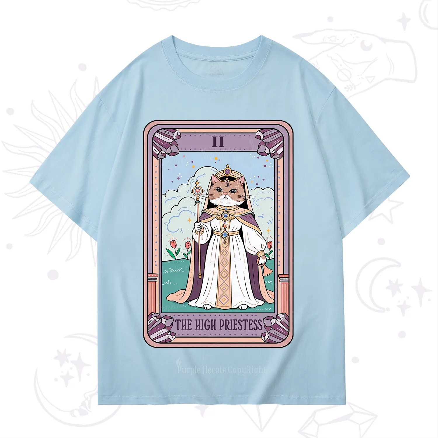 Purplehecate The High Priestess Cat Tarot T-Shirt