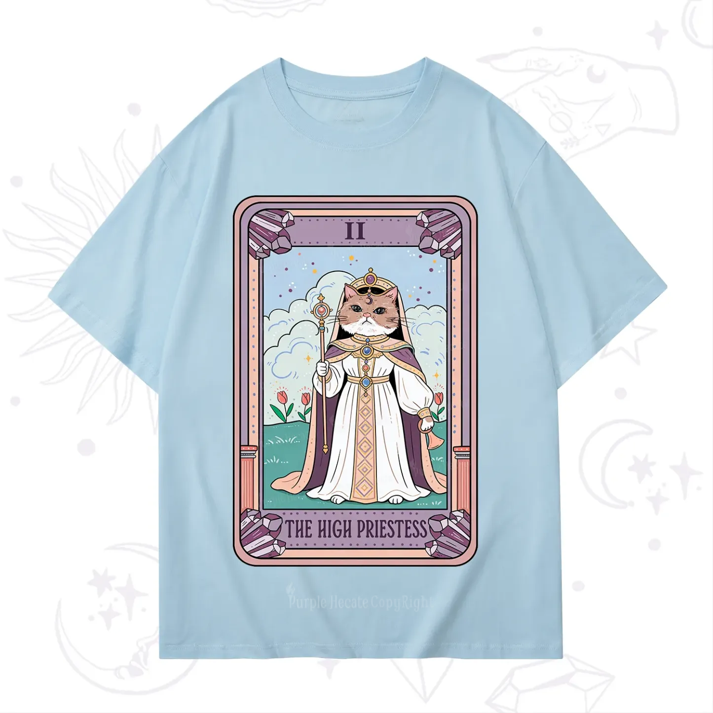 Purplehecate The High Priestess Cat Tarot T-Shirt