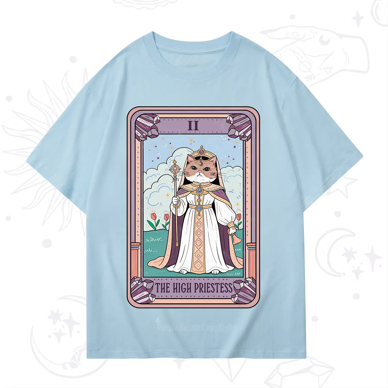 Purplehecate The High Priestess Cat Tarot T-Shirt