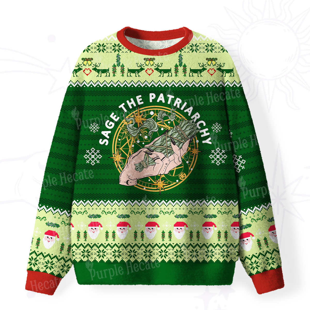 Purplehecate Go Sage Yourself Fuzzy Ugly Christmas Sweatshirt