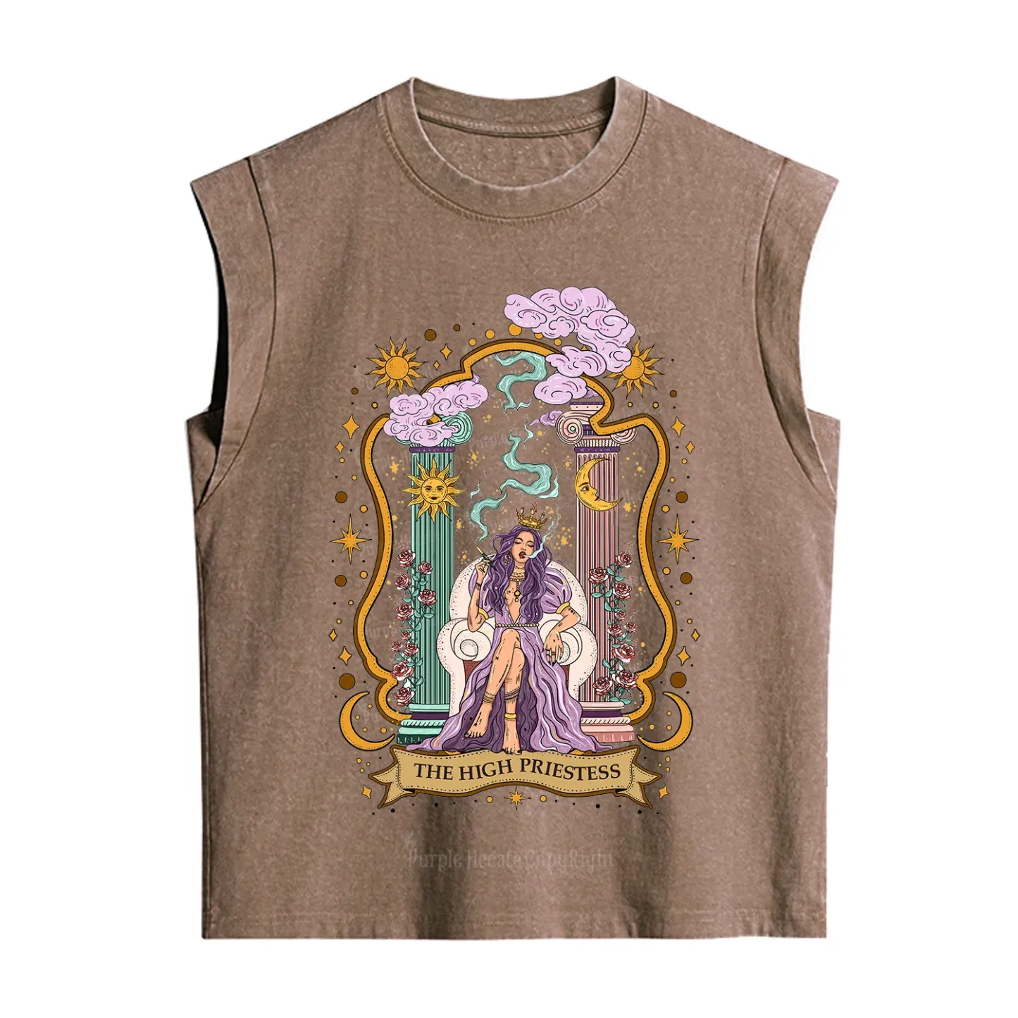 Purplehecate The High Priestess Goddess Vintage Washed Tank