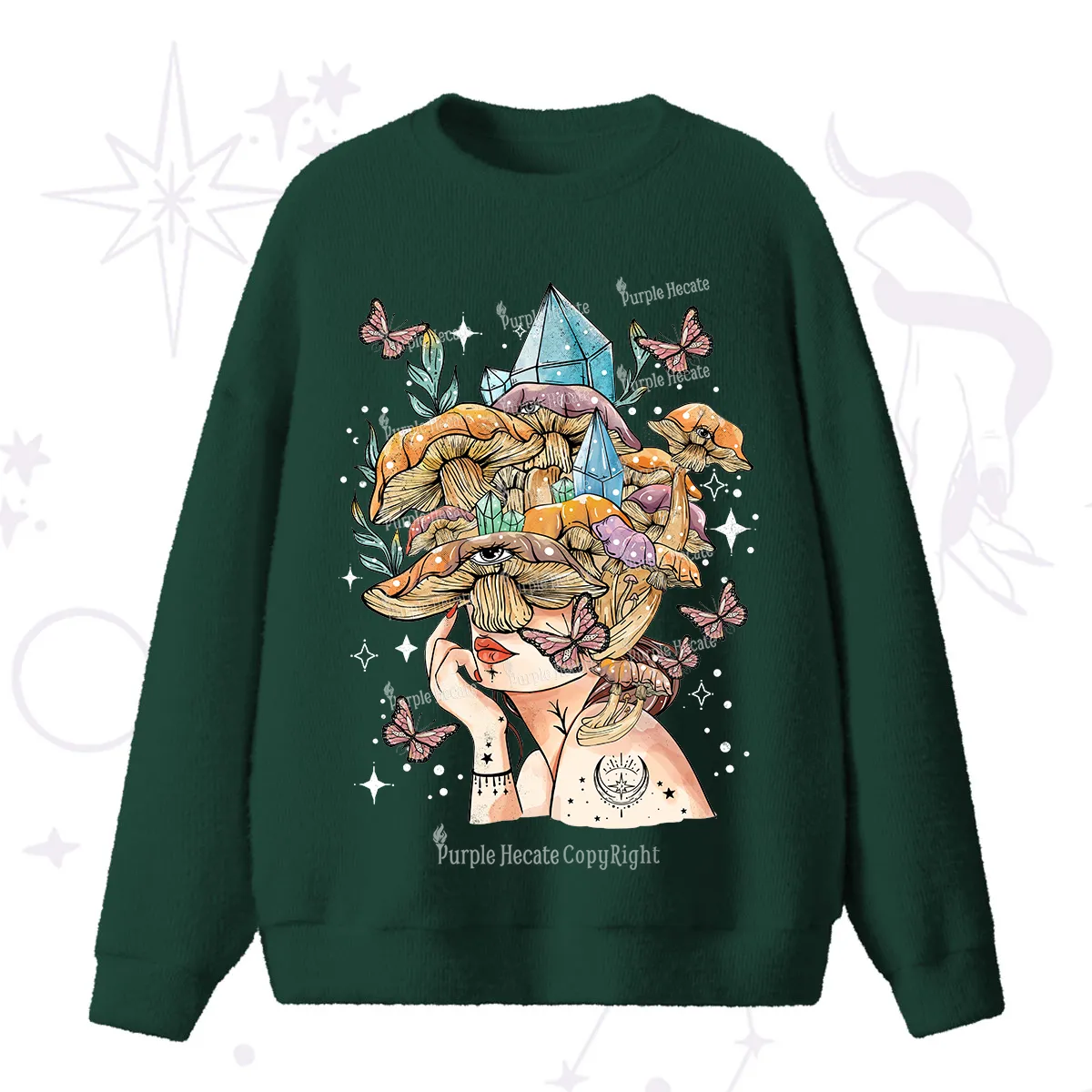 Purplehecate Crystal Goddess Fuzzy Ugly Sweater