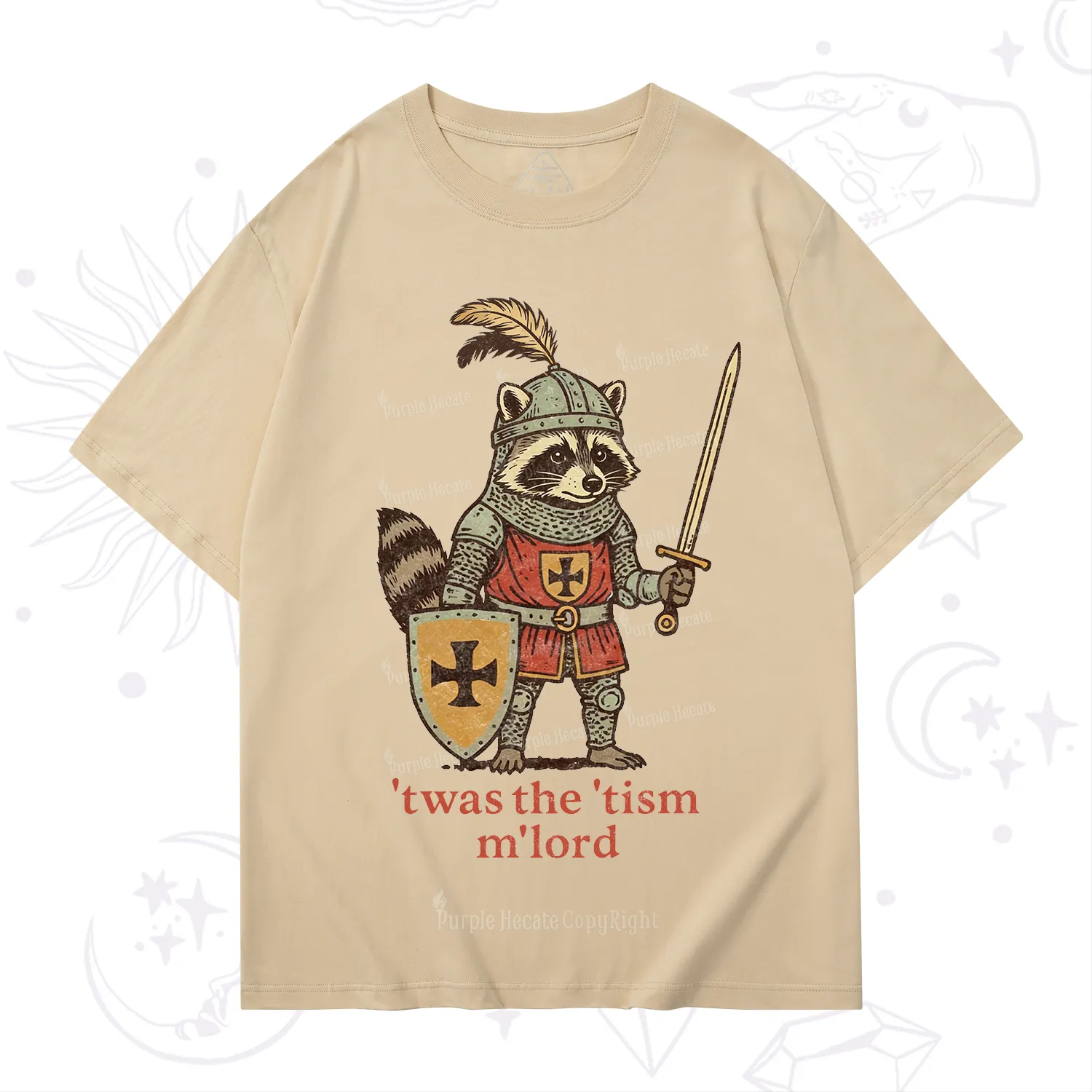 Purplehecate Raccoon Knight 'Twas The Tism M'Lord T-Shirt