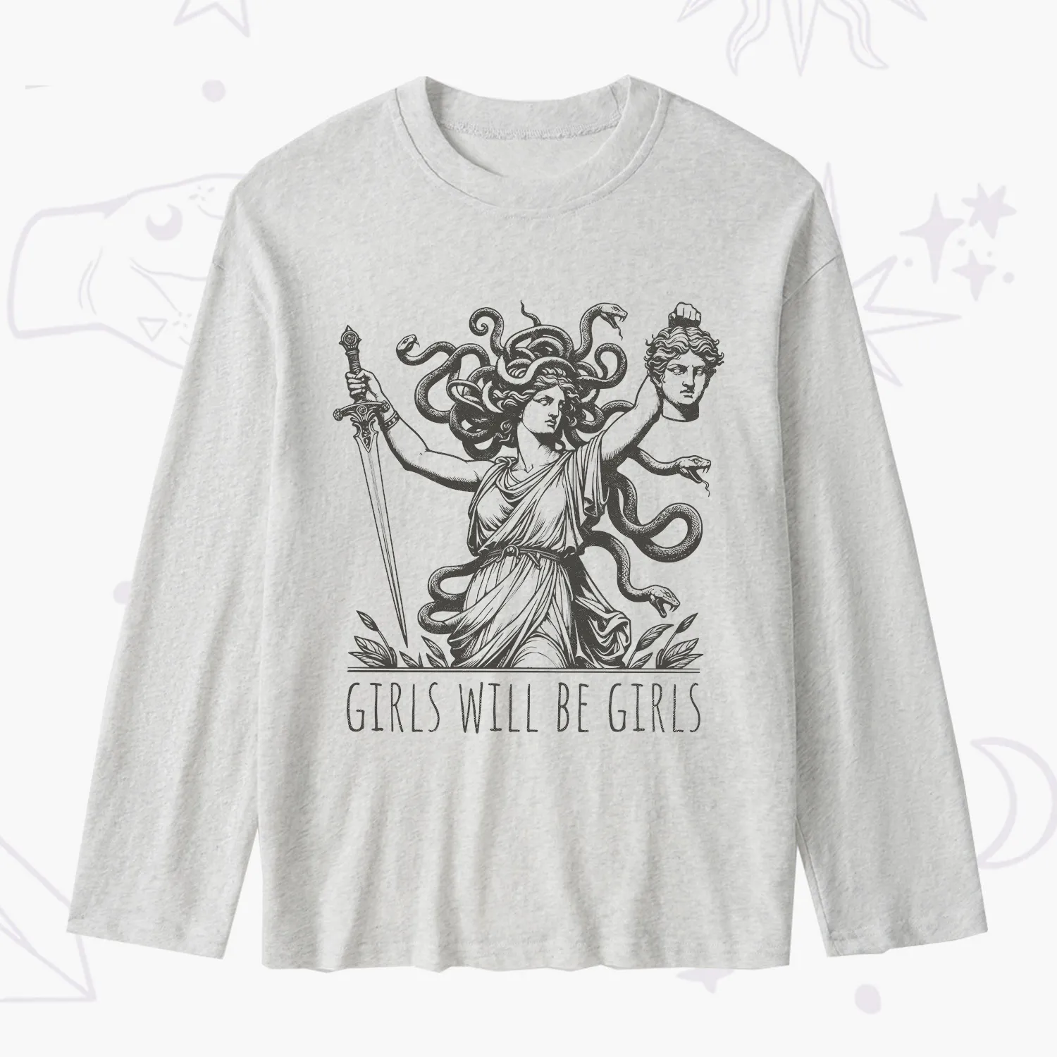 Purplehecate Girls Will Be Girls Medusa Slub Long Sleeve T-Shirt