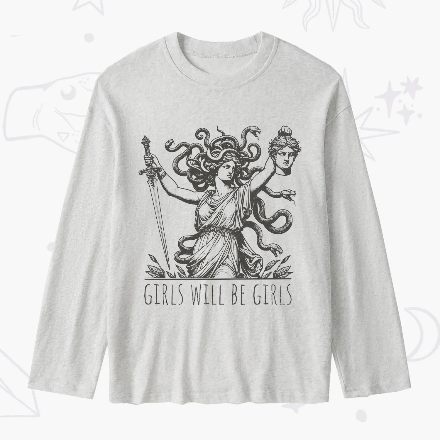 Purplehecate Girls Will Be Girls Medusa Slub Long Sleeve T-Shirt