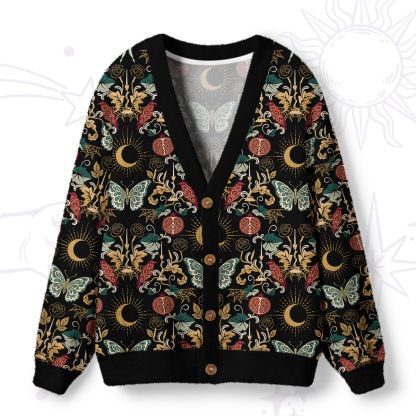 Purplehecate Enchanted Night Garden Butterfly Ugly Cardigan Sweaters