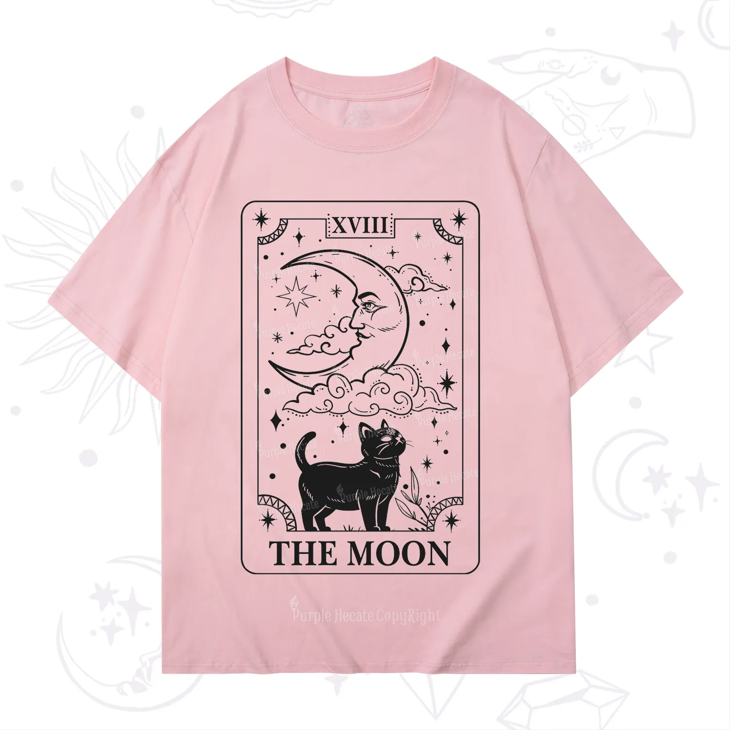 Purplehecate The Moon Tarot Card Cat T-Shirt