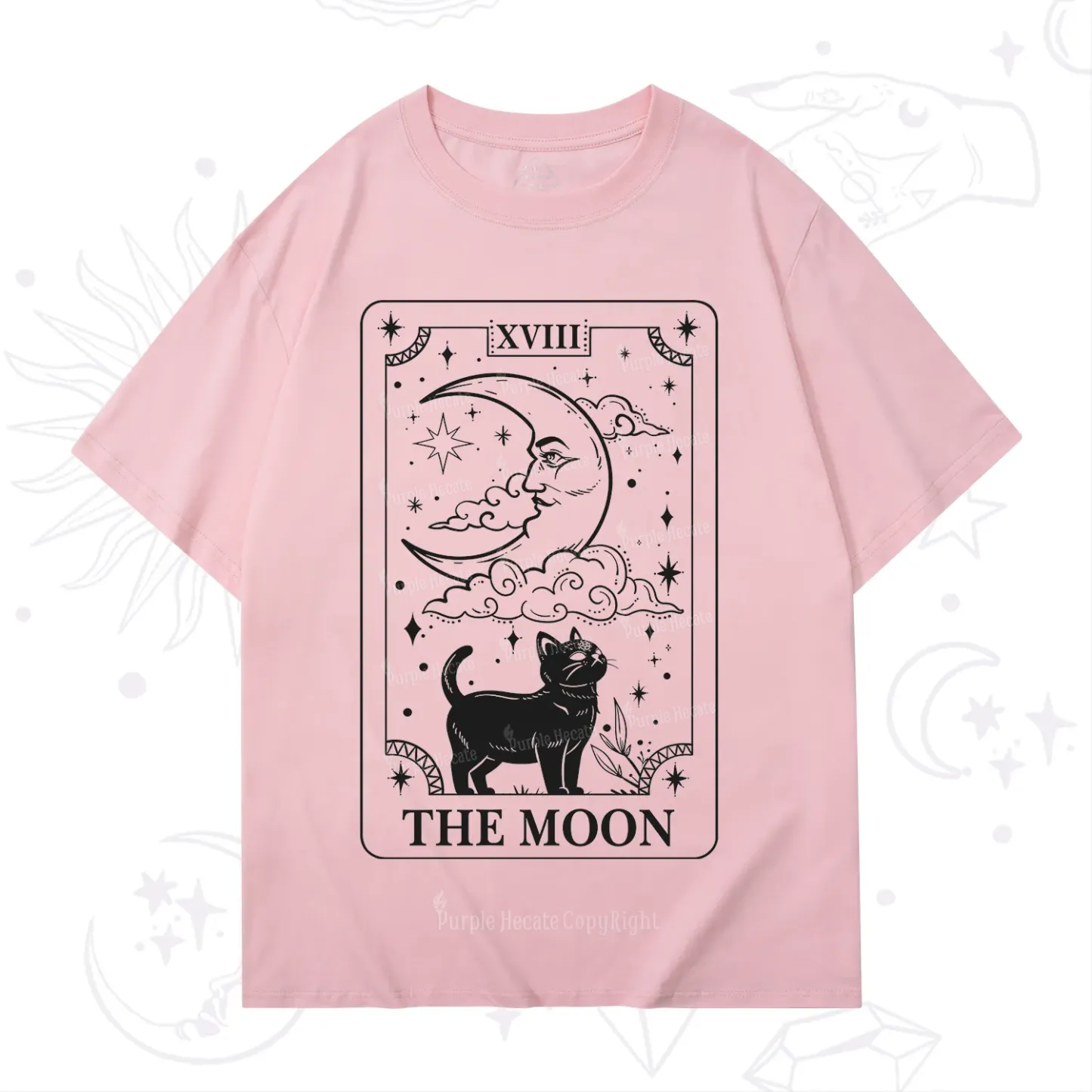 Purplehecate The Moon Tarot Card Cat T-Shirt