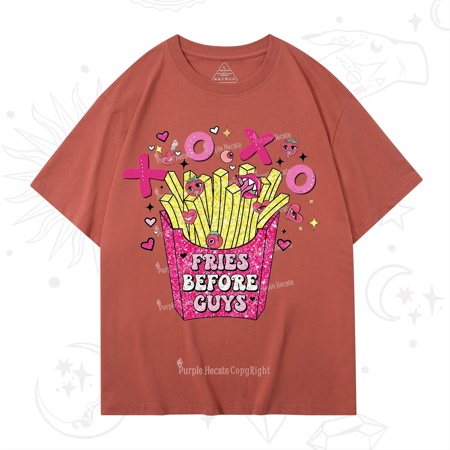 Purplehecate Fries Before Guys Valentine T-Shirt