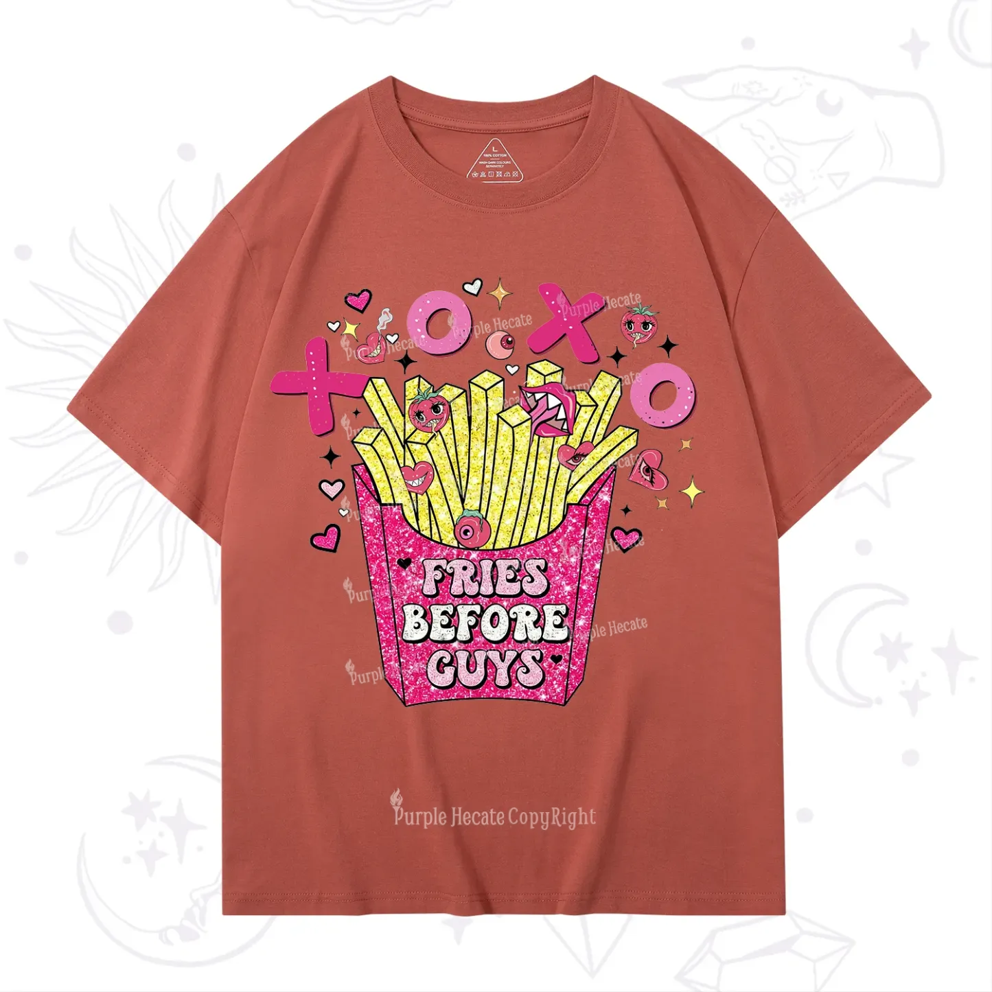 Purplehecate Fries Before Guys Valentine T-Shirt