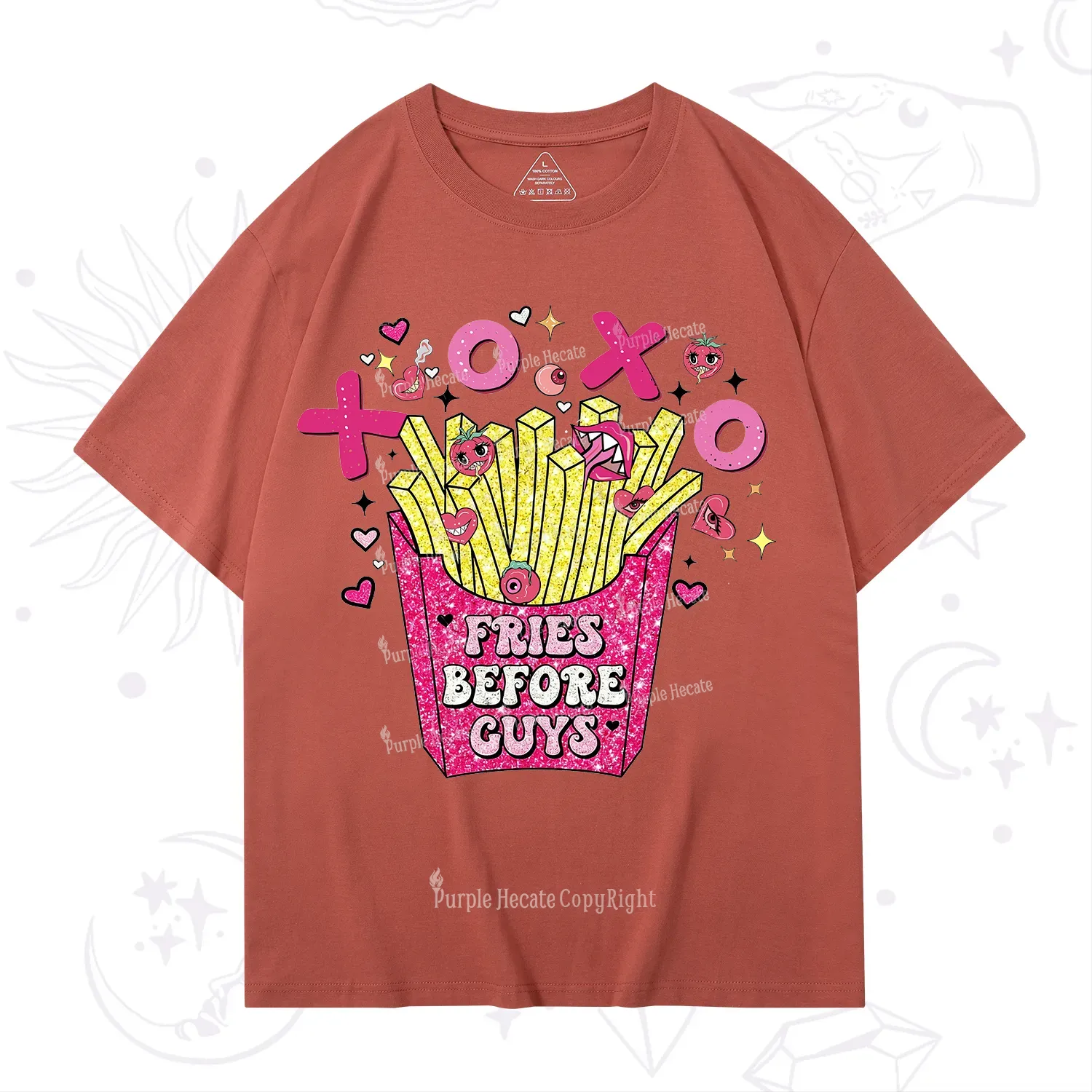 Purplehecate Fries Before Guys Valentine T-Shirt