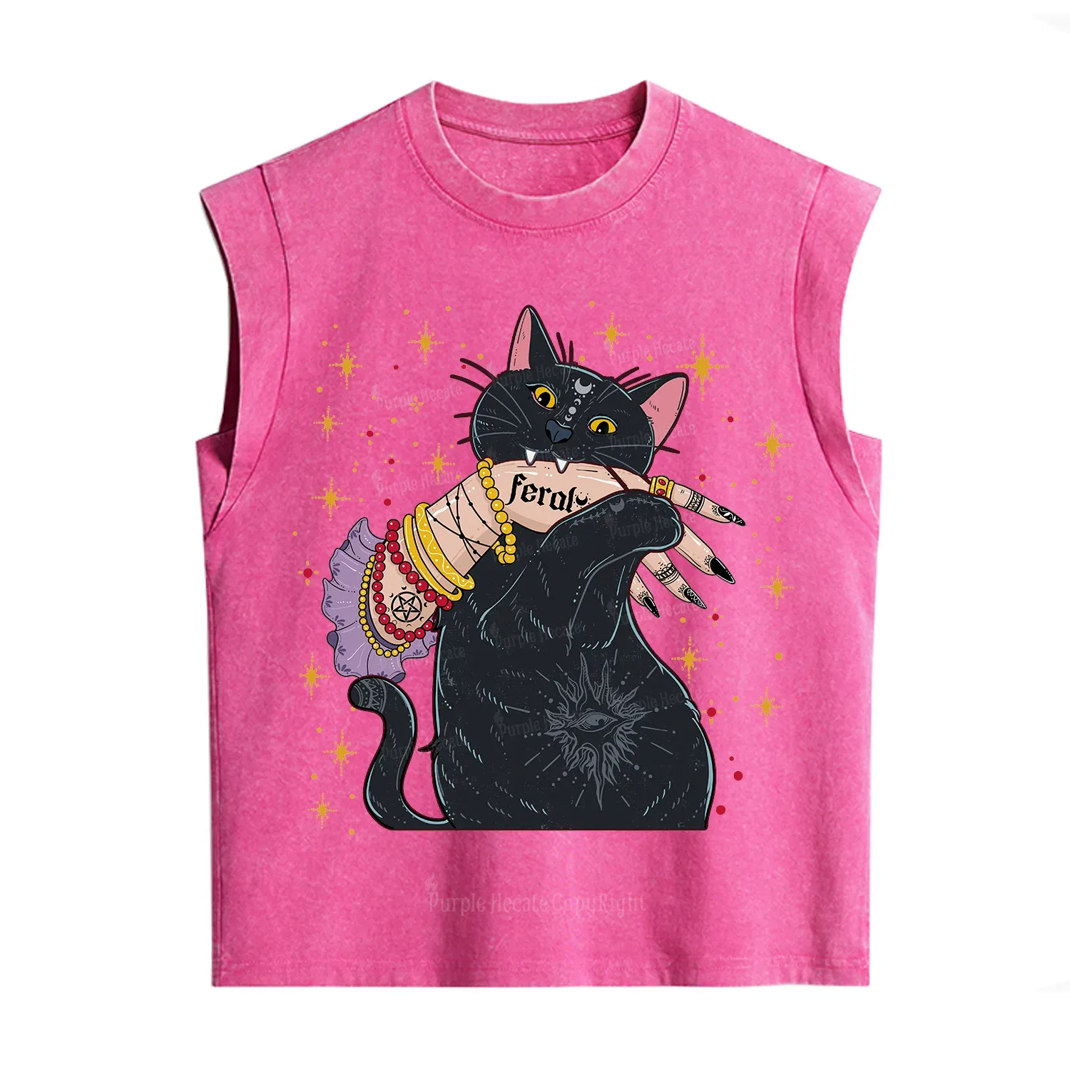 Purplehecate Feral Cat Vintage Washed Tank