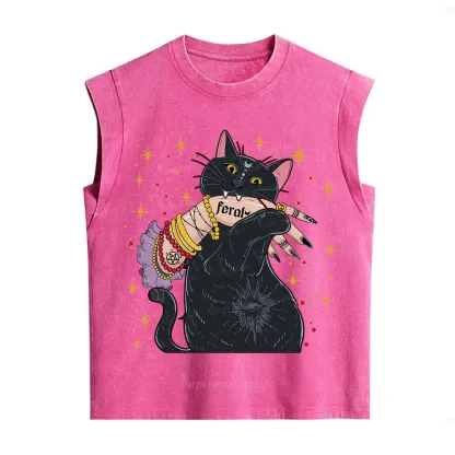 Purplehecate Feral Cat Vintage Washed Tank