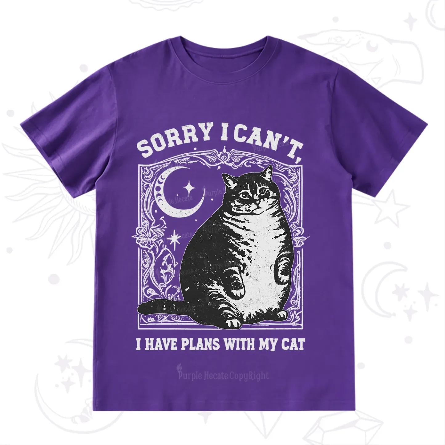 Purplehecate Sorry I Can't I Have Plans With My Cat T-Shirt