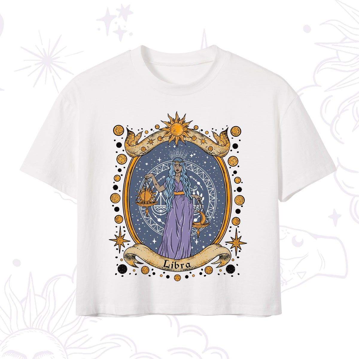 Purplehecate Celestial Libra Zodiac Crop T-Shirt 