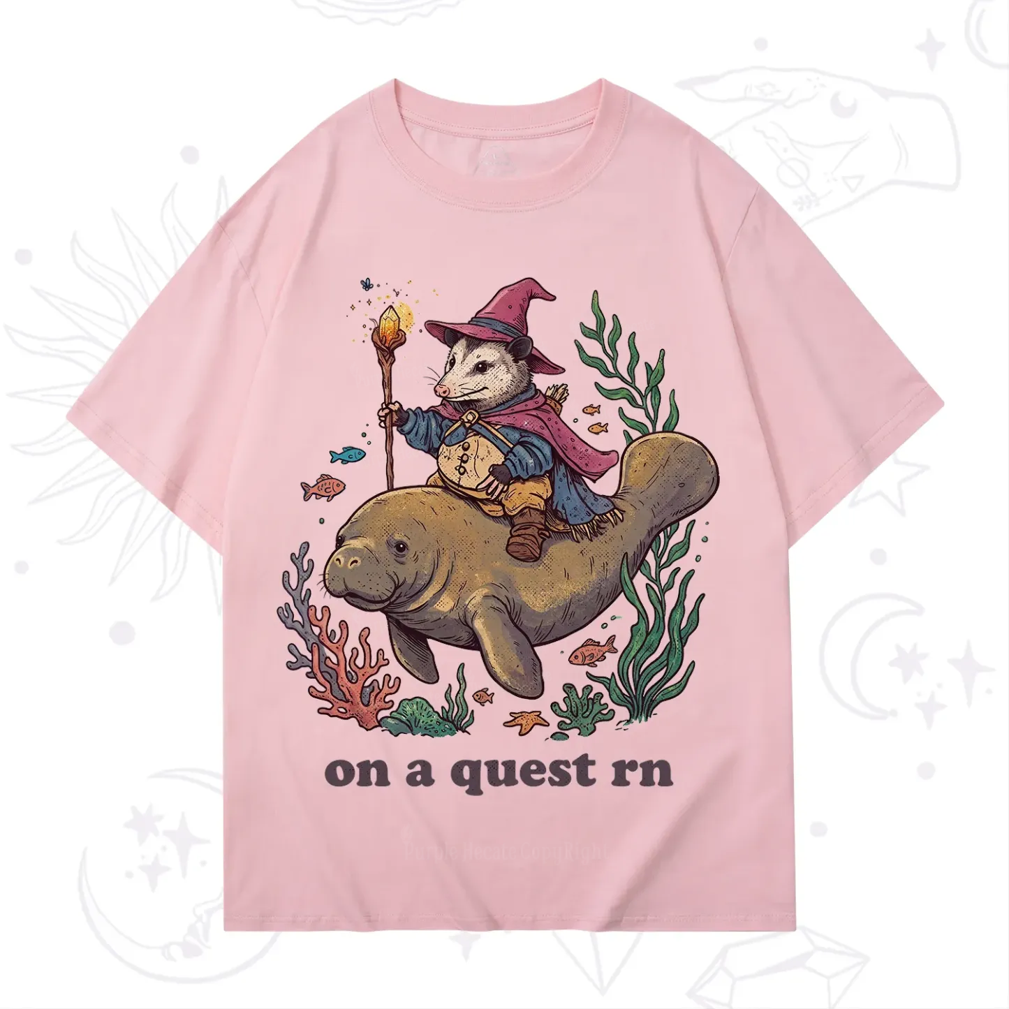 Purplehecate Opossum Wizard on Sea Quest T-Shirt