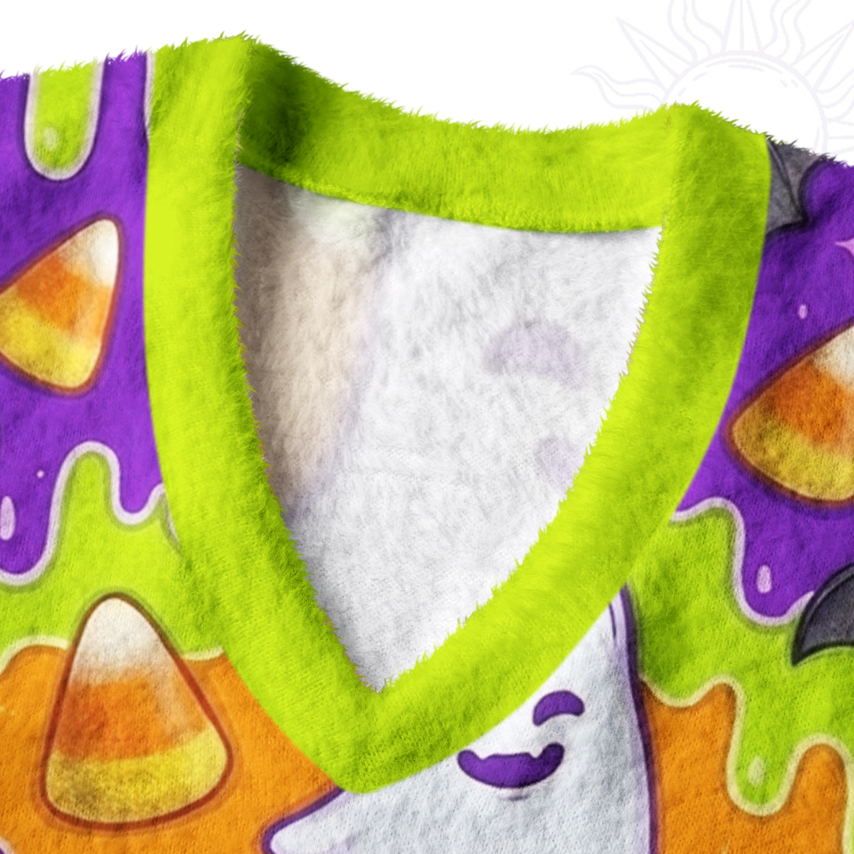 Purplehecate Halloween Ghost Jack‑o'-Lantern Ugly Sweater Vest