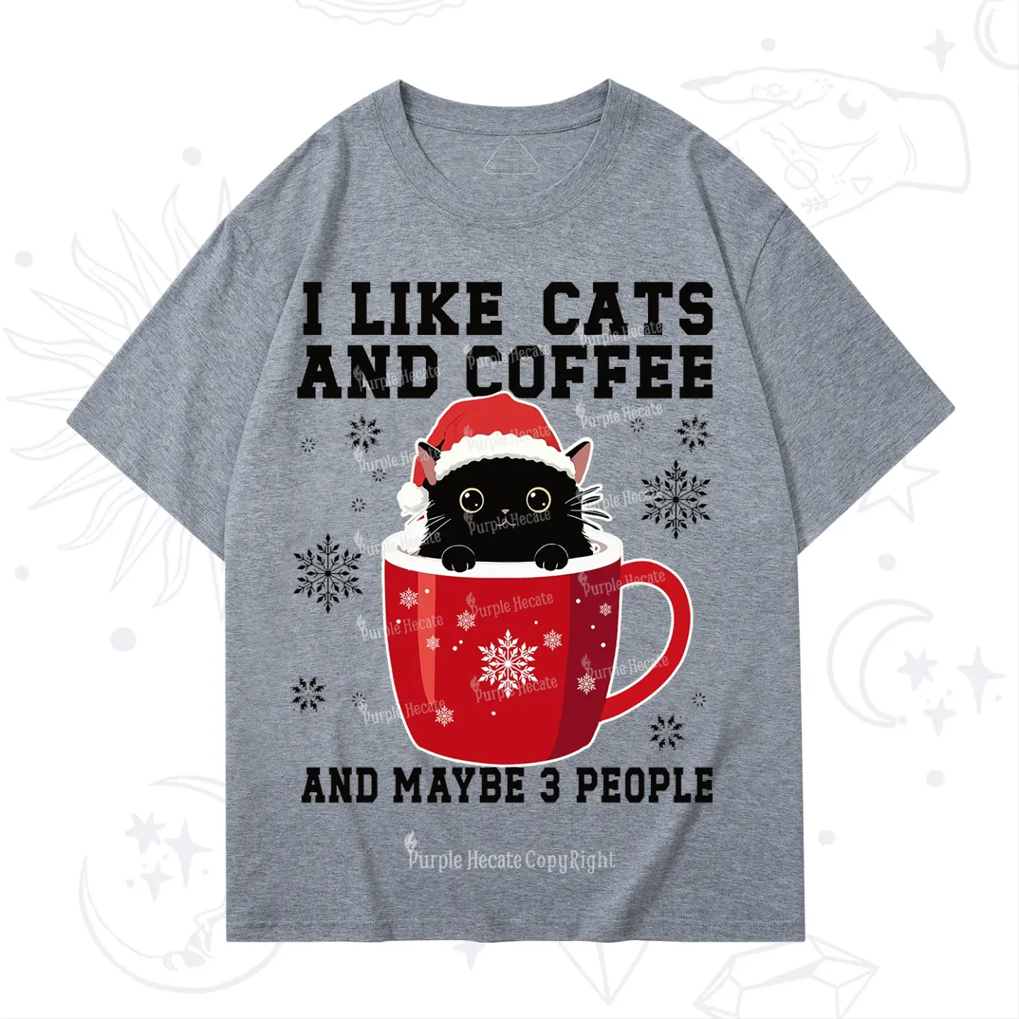 Purplehecate I like Cats And Coffee Christmas T-Shirt