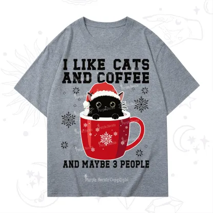 Purplehecate I like Cats And Coffee Christmas T-Shirt