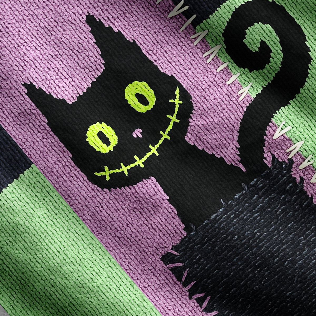 Purplehecate Monster Black Cat One Shoulder Sweaters