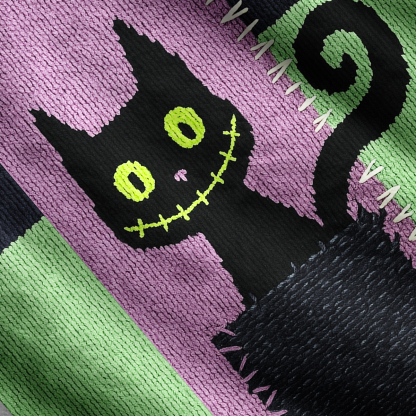 Purplehecate Monster Black Cat One Shoulder Sweaters