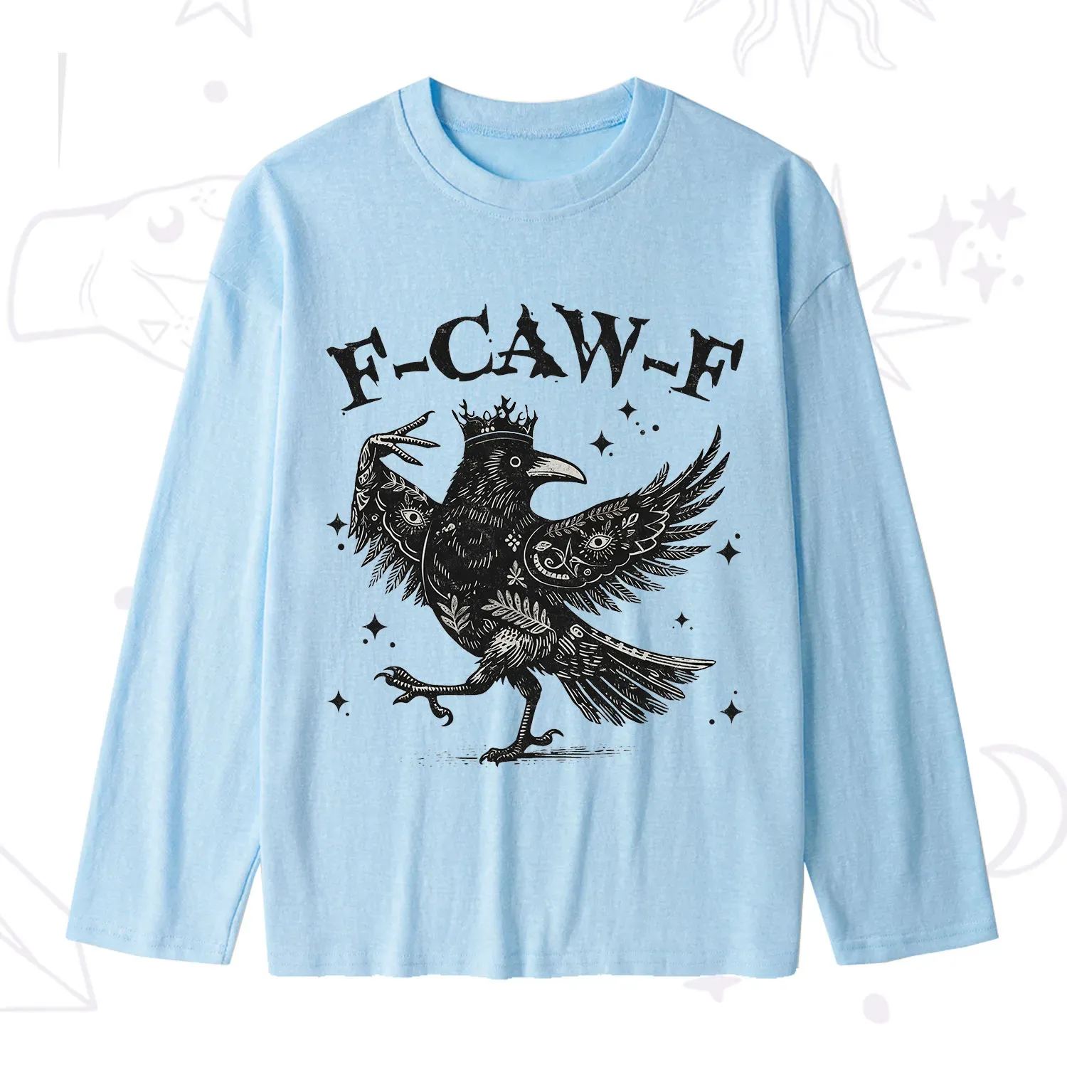 Purplehecate F-caw-f Funny Crow Slub Long Sleeve T-Shirt