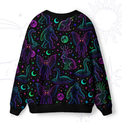 Purplehecate Neon Cryptid Creatures Ugly Cardigan Sweaters