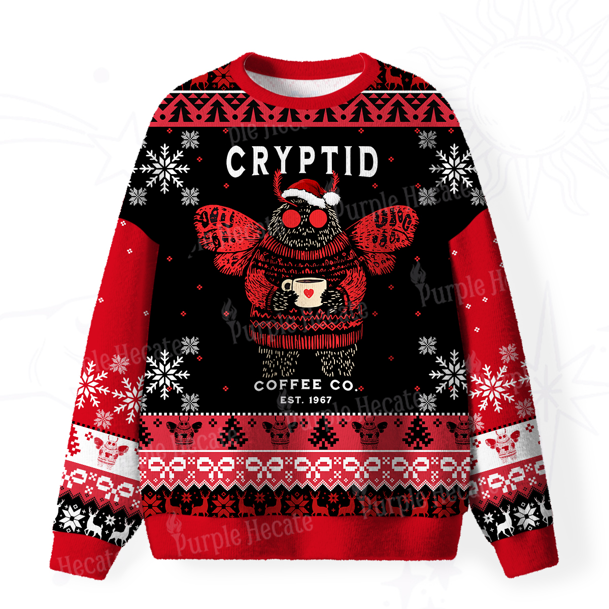 Purplehecate Holiday Monster Mug Fuzzy Ugly Christmas Sweatshirt