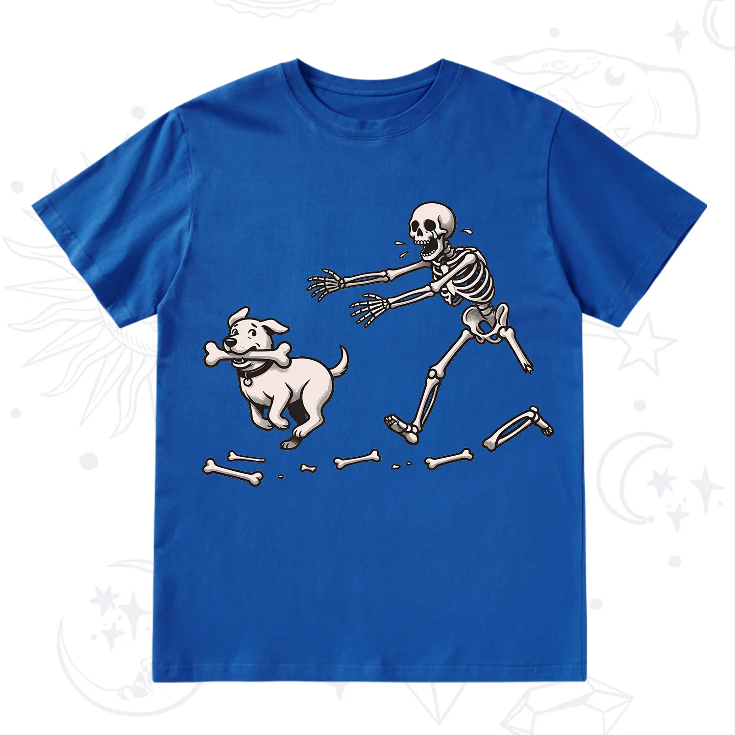 Purplehecate Halloween Skeleton Chasing Dog T-Shirt