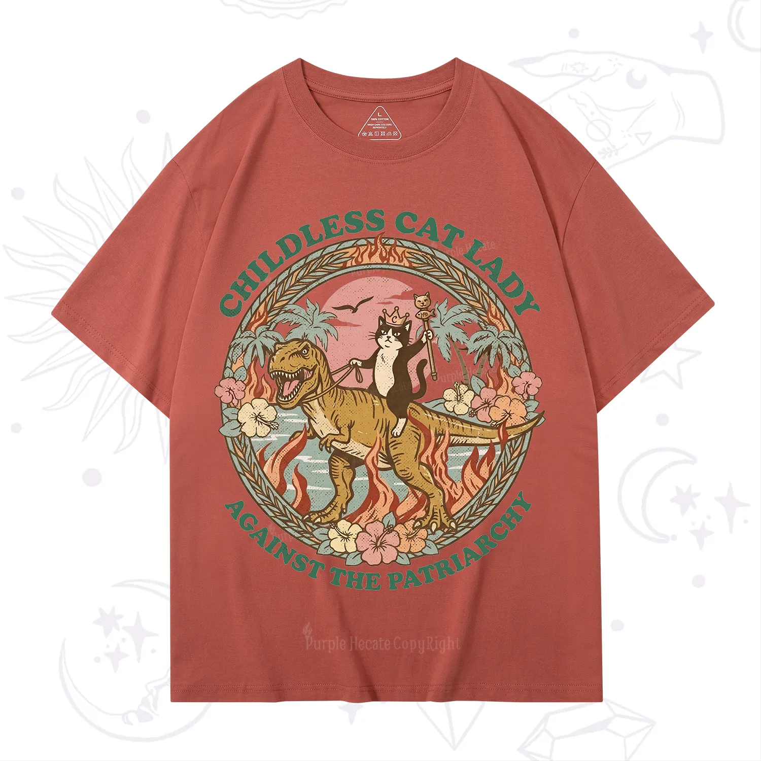 Purplehecate Childless Cat Lady Burn the Patriarchy T-Shirt