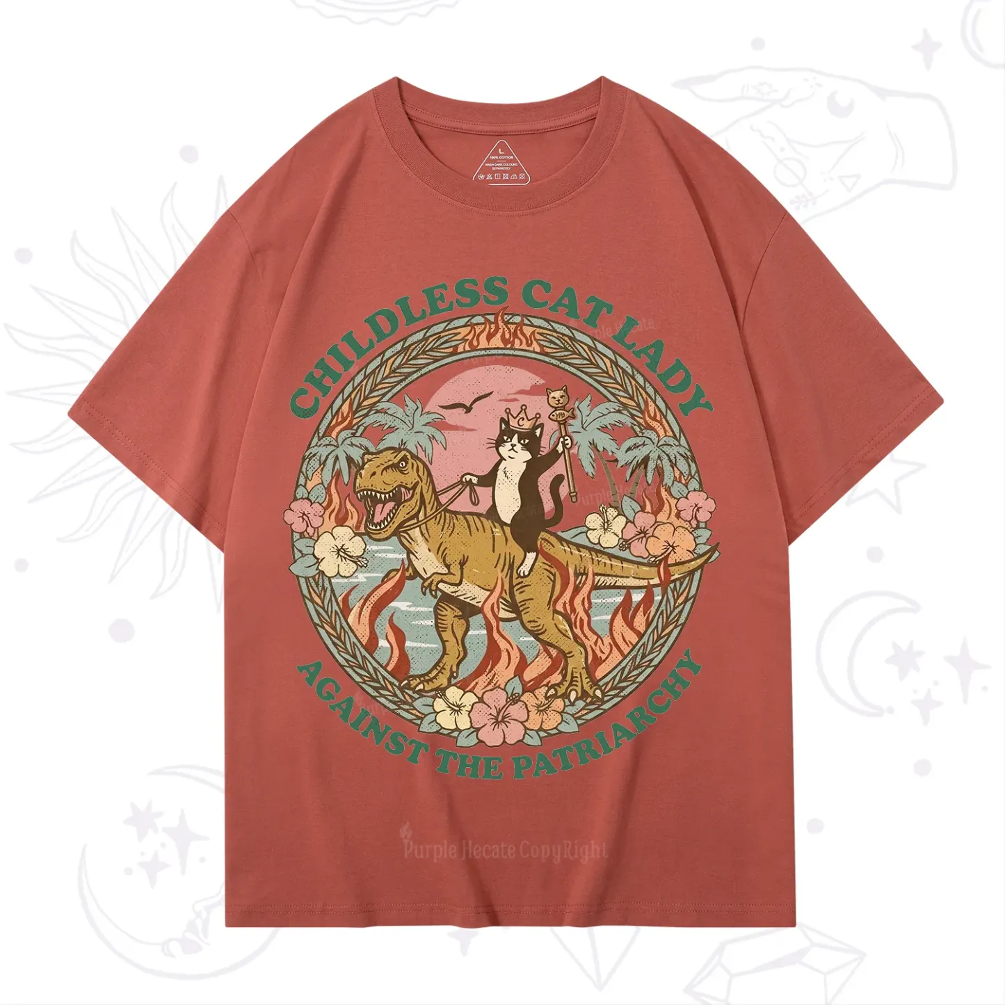 Purplehecate Childless Cat Lady Burn the Patriarchy T-Shirt