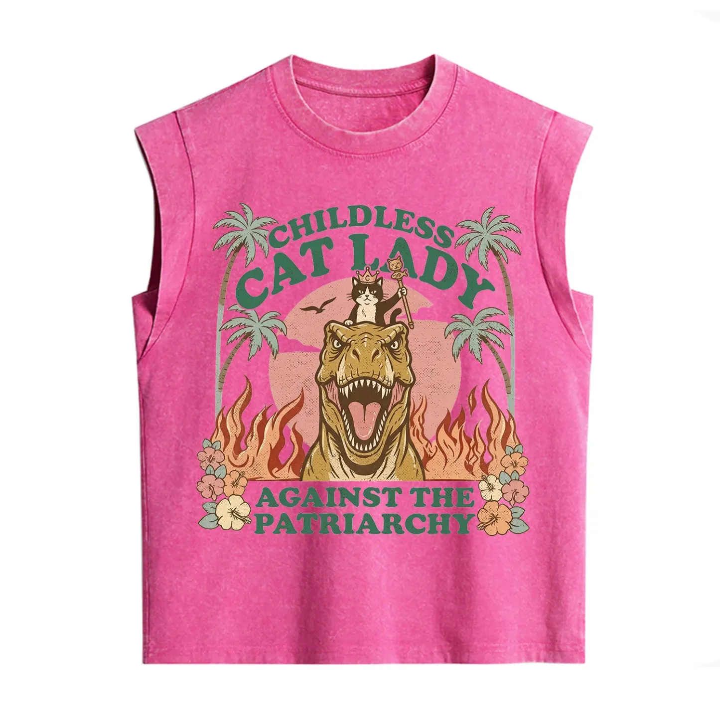Purplehecate Childless Cat Lady Burn the Patriarchy Vintage Washed Tank