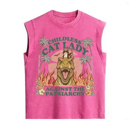 Purplehecate Childless Cat Lady Burn the Patriarchy Vintage Washed Tank