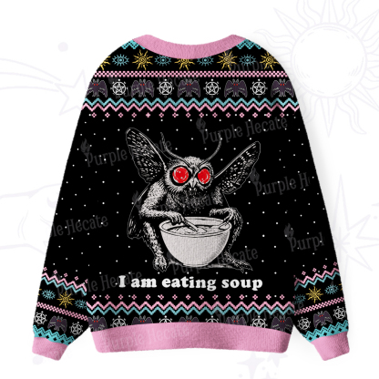 Purplehecate Mothman Eating Soup Ugly Cardigan Sweaters