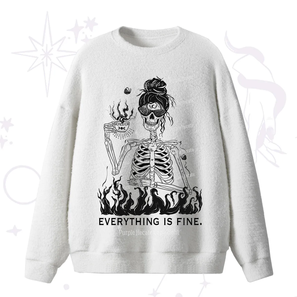 Purplehecate Everything Is Fine Fuzzy Ugly Sweater