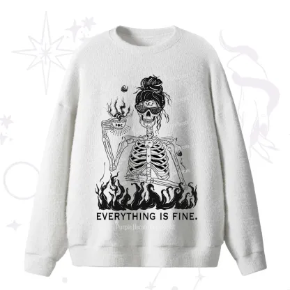 Purplehecate Everything Is Fine Fuzzy Ugly Sweater