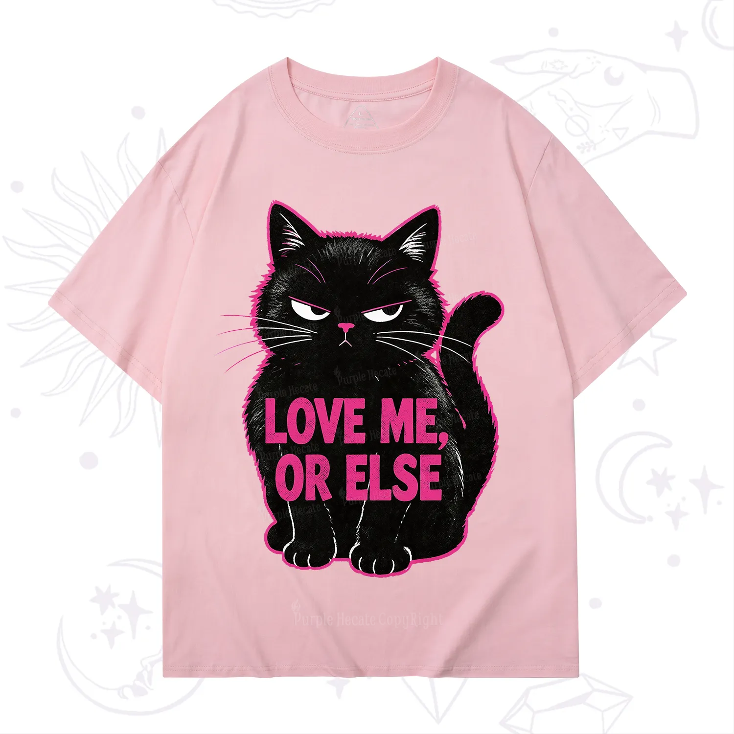 Purplehecate Grumpy Black Cat Love Me or Else T-Shirt