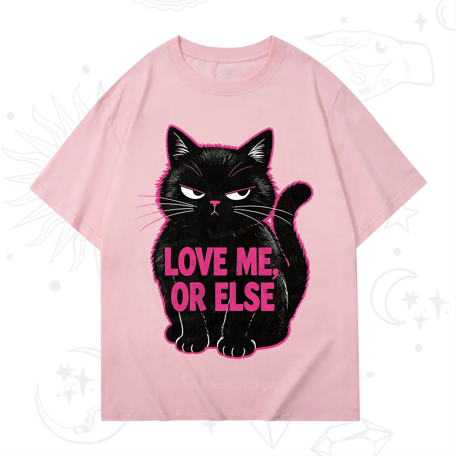 Purplehecate Grumpy Black Cat Love Me or Else T-Shirt