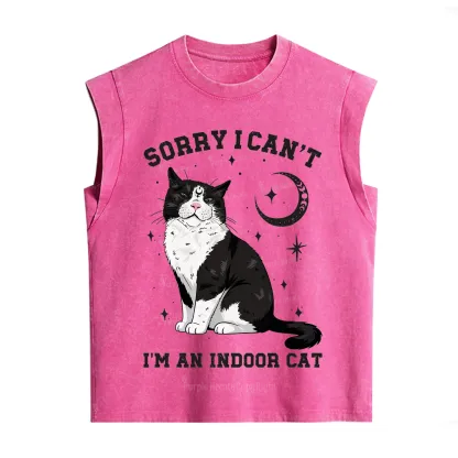 Purplehecate Sorry I Can't Go I'm an Indoor Cat Vintage Washed Tank