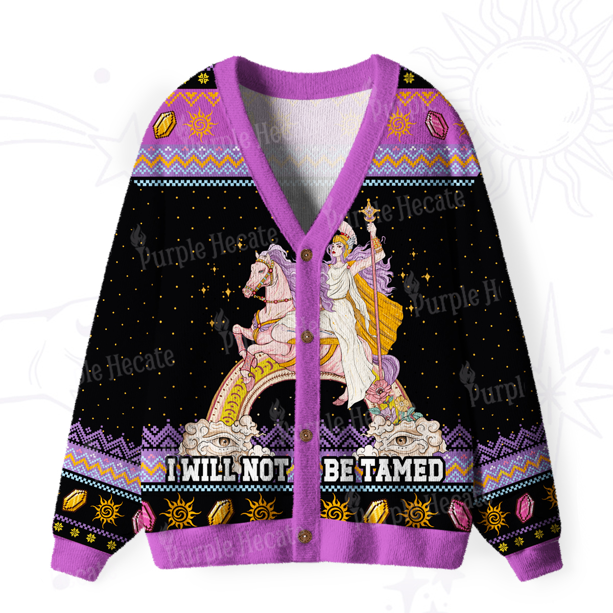 Purplehecate I Will Not Be Tamed Ugly Cardigan Sweaters