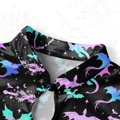 Purplehecate Neon Fantasy Dragon Allover Velvet Bodycon Dress