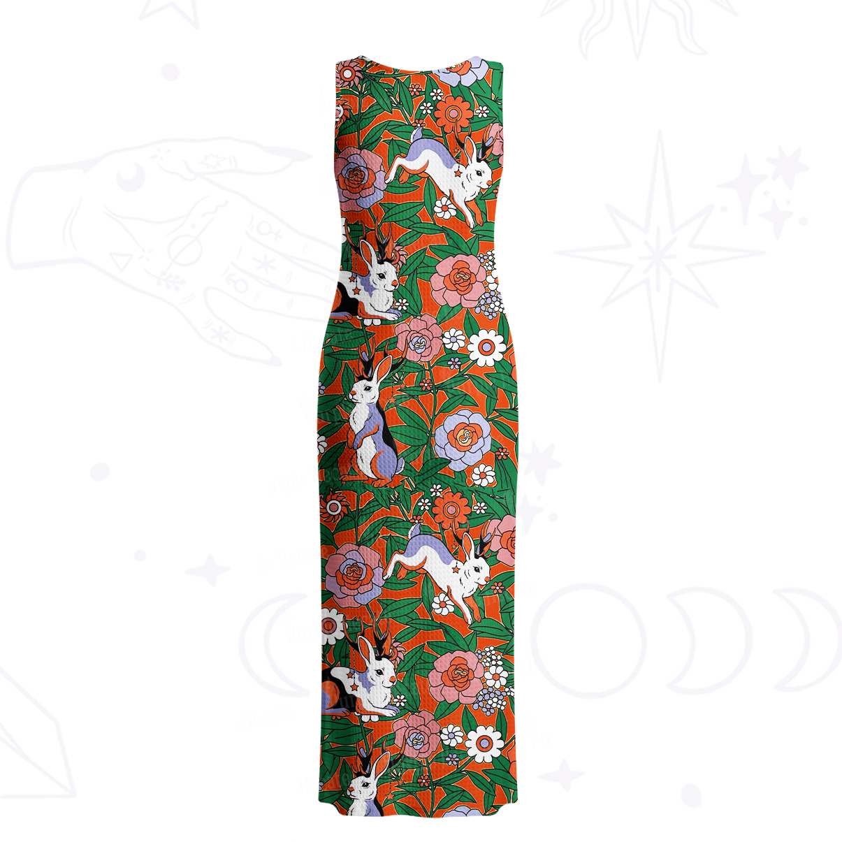 Purplehecate Mystic Blossom Bunny Garden Crochet Knit Maxi Dress