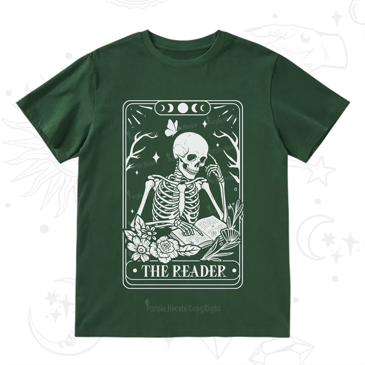 Purplehecate The Reader Tarot Skeleton T-Shirt