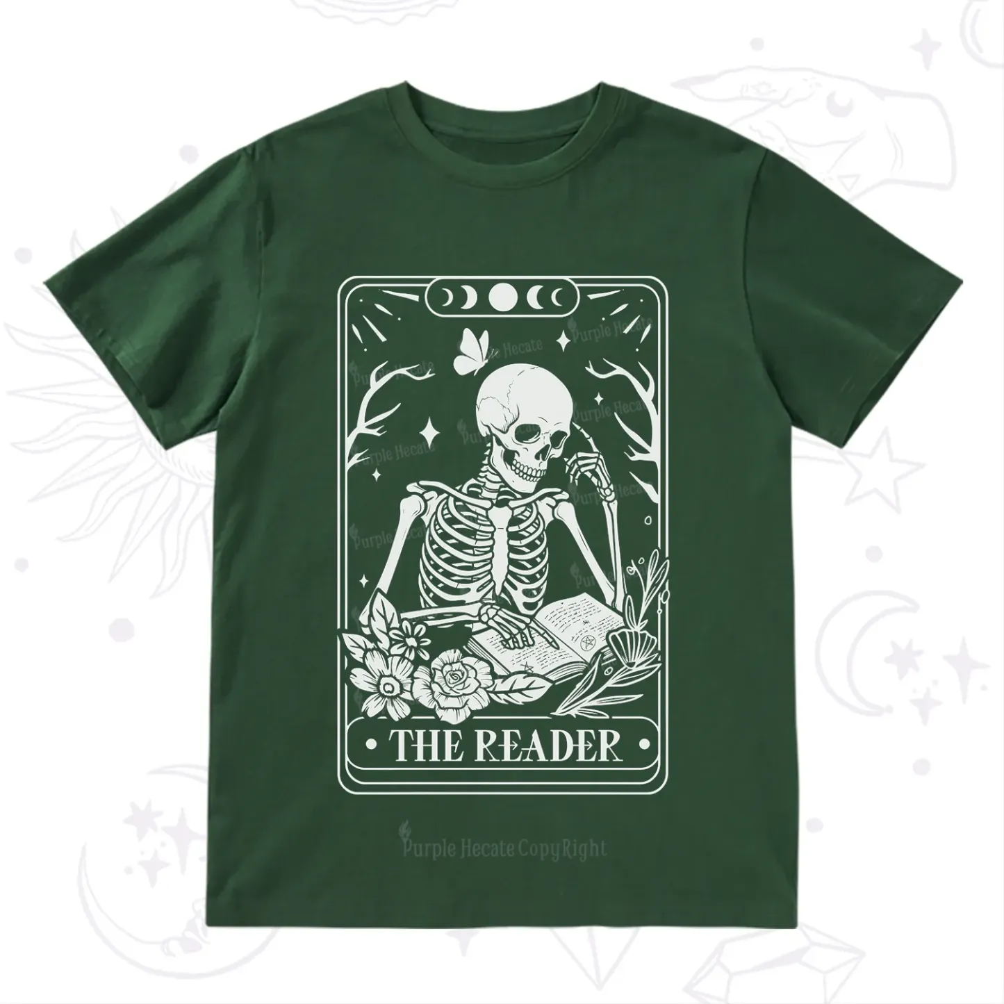 Purplehecate The Reader Tarot Skeleton T-Shirt