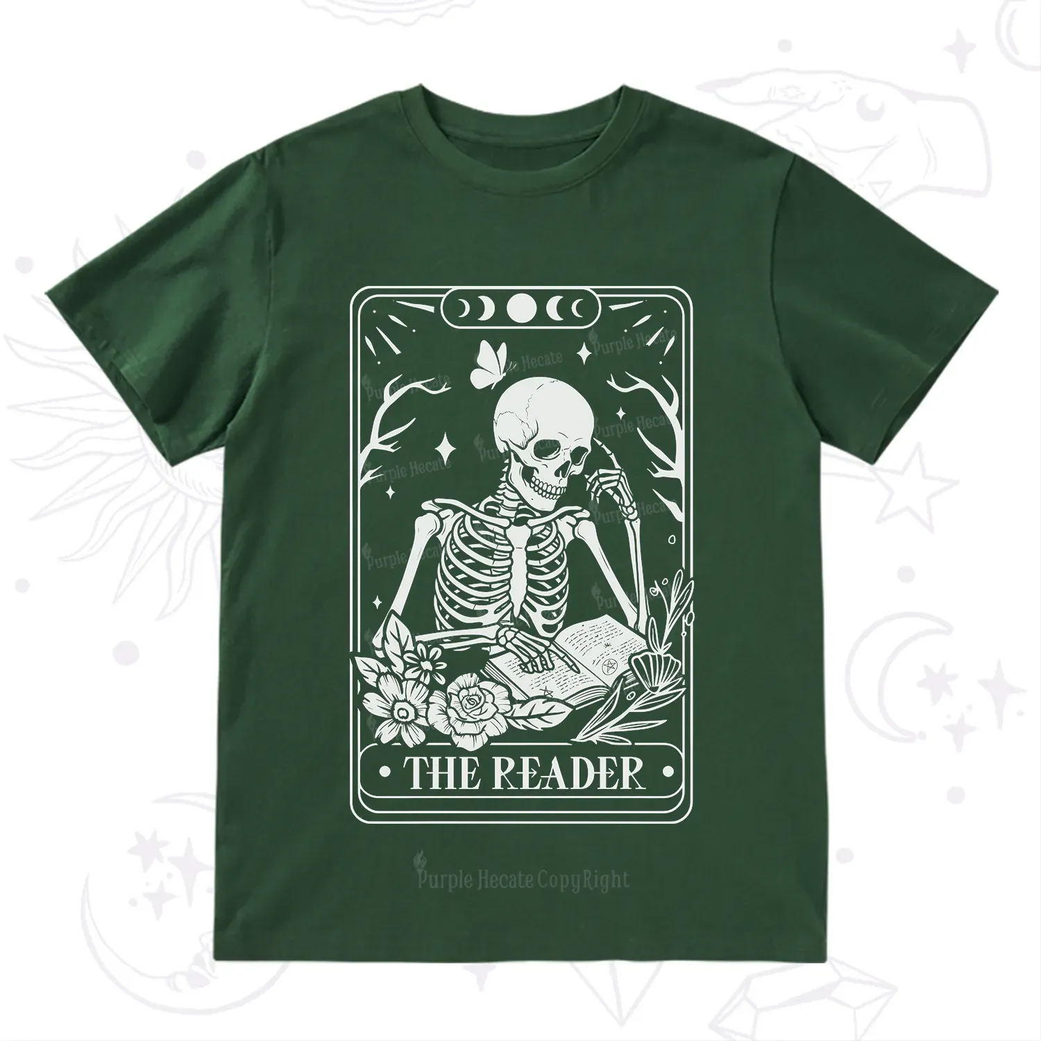 Purplehecate The Reader Tarot Skeleton T-Shirt