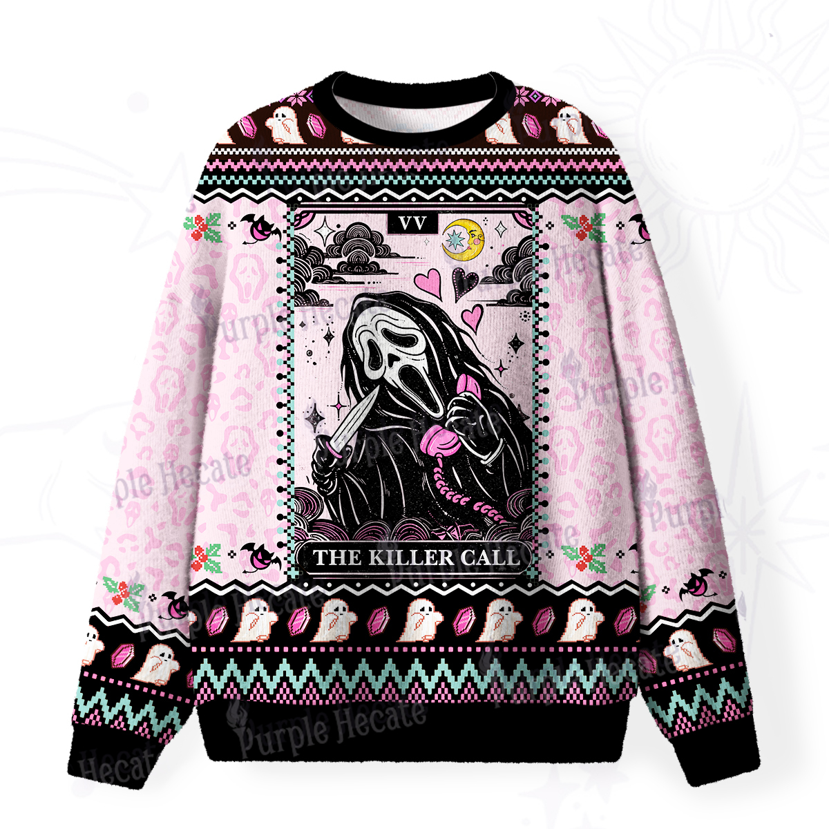 Purplehecate The Audacity Tarot Card Fuzzy Ugly Christmas Sweatshirt