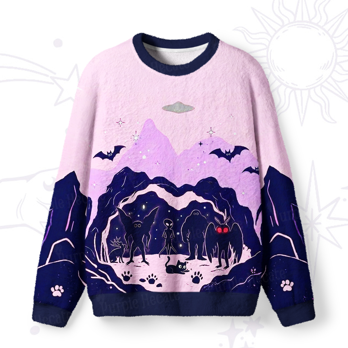 Purplehecate Cryptids of Midnight Hollow Fuzzy Ugly Sweatshirt