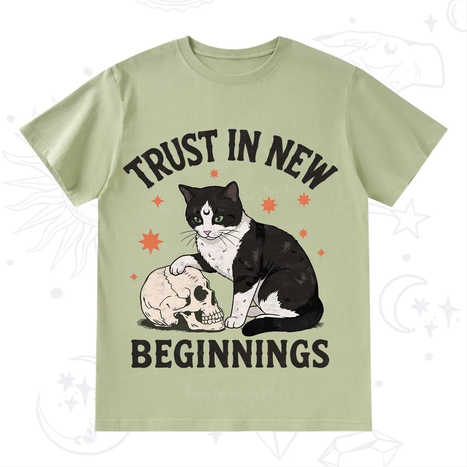 Purplehecate Trust In New Beginnings Cat T-Shirt