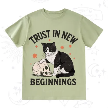 Purplehecate Trust In New Beginnings Cat T-Shirt