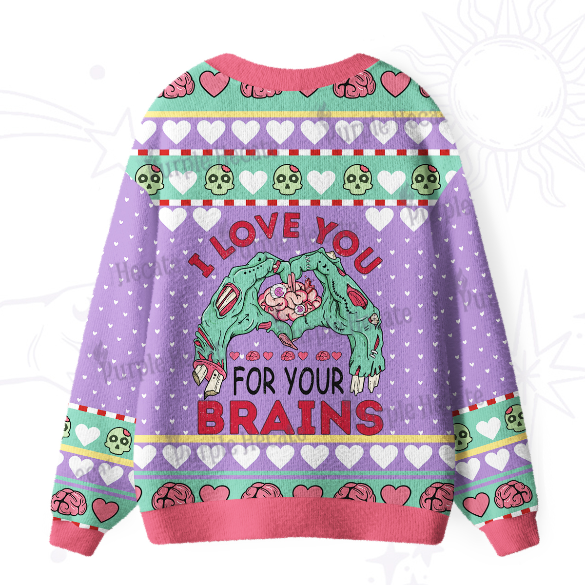 Purplehecate I Love You For Your Brains Ugly Cardigan Sweaters